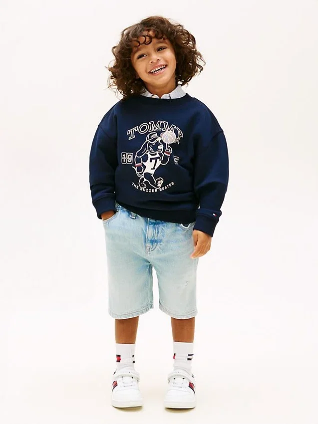 Pantaloni scurți drepți din denim pentru copii Pantaloni scurți drepți din denim pentru copii