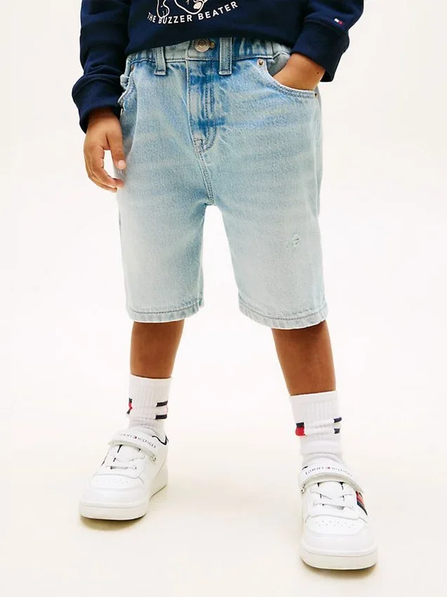 Pantaloni scurți drepți din denim pentru copii Pantaloni scurți drepți din denim pentru copii