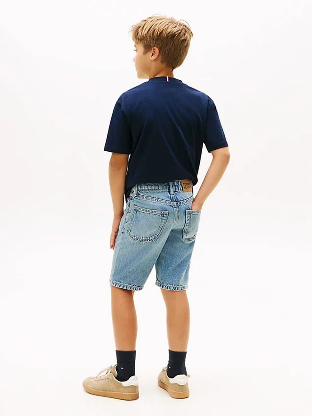 Pantaloni scurți drepți din denim pentru copii Pantaloni scurți drepți din denim pentru copii