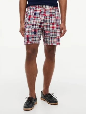 Pantaloni scurți Madras Patchwork cu croială regular, 7″