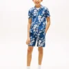 Pantaloni scurți pentru copii din amestec de in și bumbac cu imprimeu floral