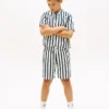 Pantaloni scurți relaxați din amestec de in cu dungi pentru copii