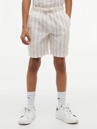 Pantaloni scurți relaxați din amestec de in cu dungi pentru copii