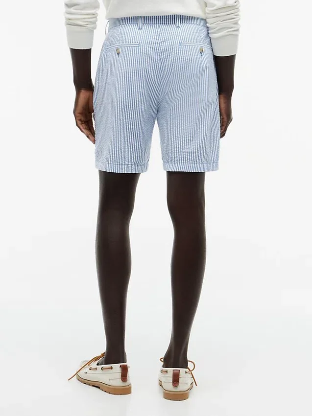 Pantaloni scurți Seersucker cu croială regulată, lungime 7″ Pantaloni scurți Seersucker cu croială regulată, lungime 7″