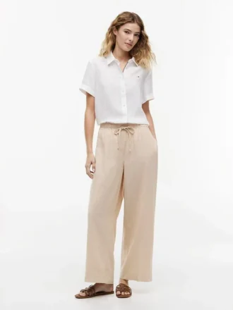 Pantaloni ușori din amestec de in, fără nasturi Pantaloni ușori din amestec de in, fără nasturi