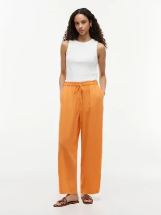 Pantaloni ușori din amestec de in, fără nasturi Pantaloni ușori din amestec de in, fără nasturi