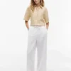 Pantaloni ușori din amestec de in, fără nasturi