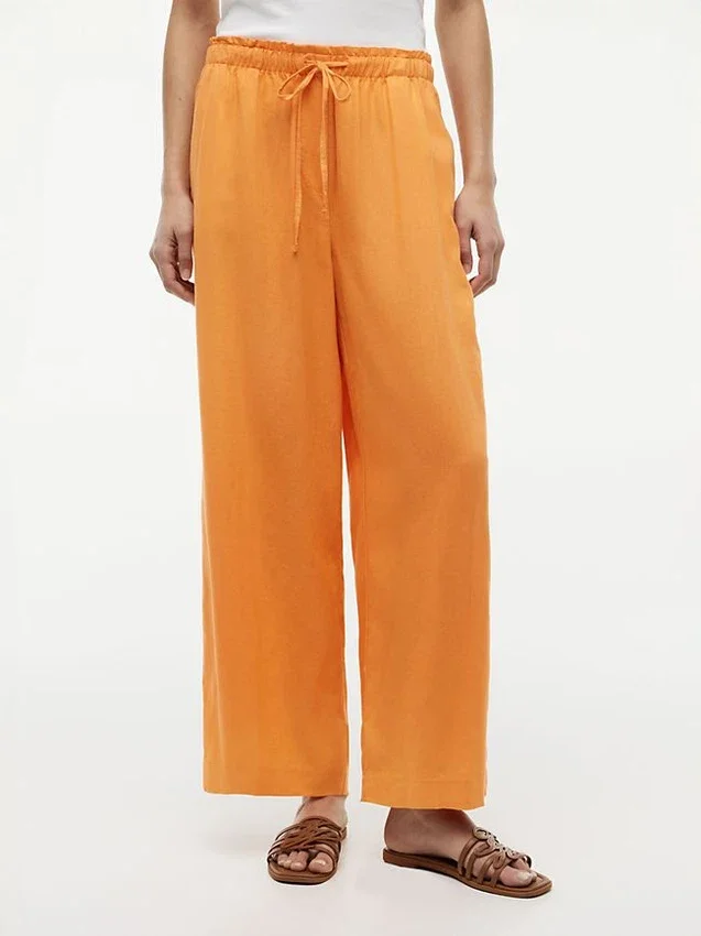 Pantaloni ușori din amestec de in, fără nasturi Pantaloni ușori din amestec de in, fără nasturi
