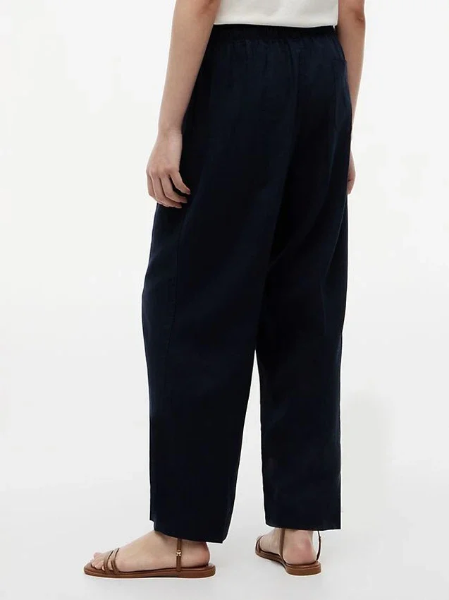 Pantaloni ușori din amestec de in, fără nasturi Pantaloni ușori din amestec de in, fără nasturi