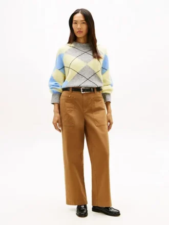 Pantaloni utilitari cu croi larg și material elastic