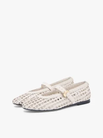 Pantofi Mary Jane din piele țesută