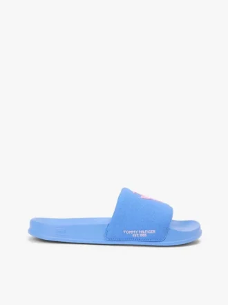 Papuci de piscină din pânză cu monogramă brodată