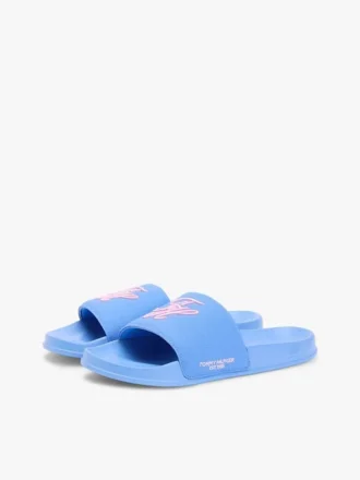 Papuci de piscină din pânză cu monogramă brodată