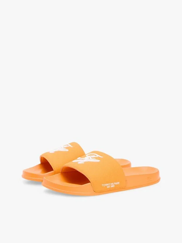 Papuci de piscină din pânză cu monogramă brodată Papuci de piscină din pânză cu monogramă brodată