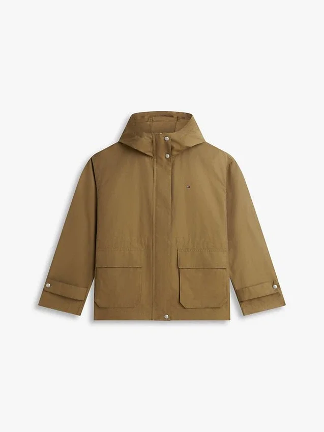 Parka scurtă cu glugă, rezistentă la apă Parka scurtă cu glugă, rezistentă la apă