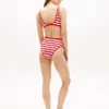 Partea de jos a bikini-ului cu talie înaltă și croi cheeky, cu dungi Partea de jos a bikini-ului cu talie înaltă și croi cheeky, cu dungi
