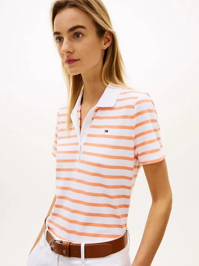 Polo clasic din piqué elastic cu dungi Polo clasic din piqué elastic cu dungi