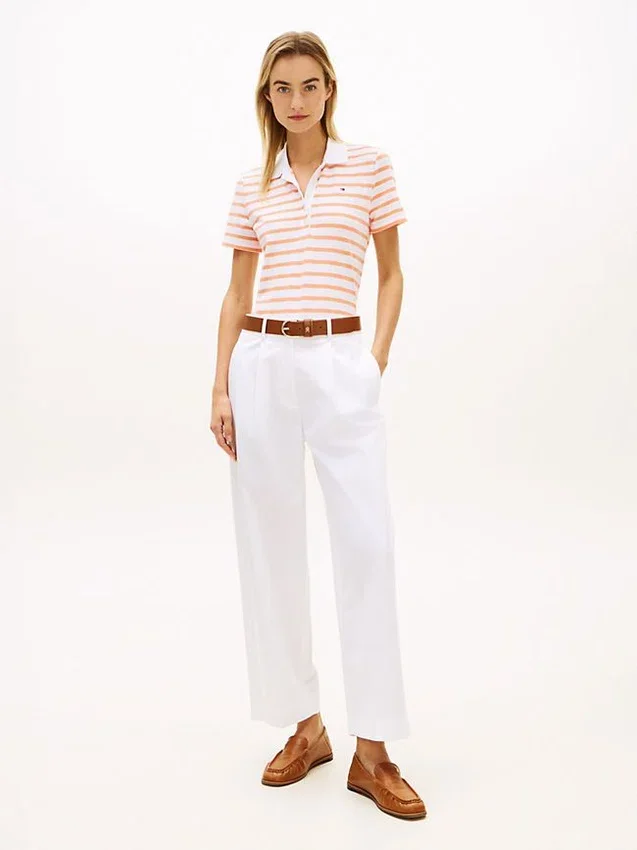 Polo clasic din piqué elastic cu dungi Polo clasic din piqué elastic cu dungi
