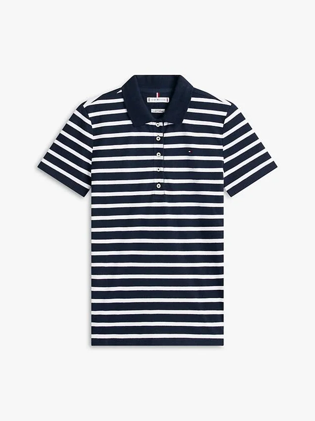 Polo clasic din piqué elastic cu dungi Polo clasic din piqué elastic cu dungi