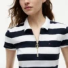 Polo cu croială slim fit, dungi de rugby și fermoar