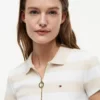 Polo cu croială slim fit, dungi de rugby și fermoar Polo cu croială slim fit, dungi de rugby și fermoar