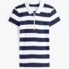 Polo cu croială slim fit, dungi de rugby și fermoar