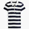 Polo cu croială slim fit, dungi de rugby și fermoar