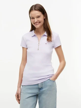 Polo cu croială slim și fermoar Polo cu croială slim și fermoar
