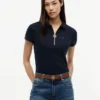 Polo cu croială slim și fermoar Polo cu croială slim și fermoar