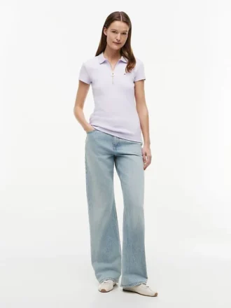 Polo cu croială slim și fermoar Polo cu croială slim și fermoar