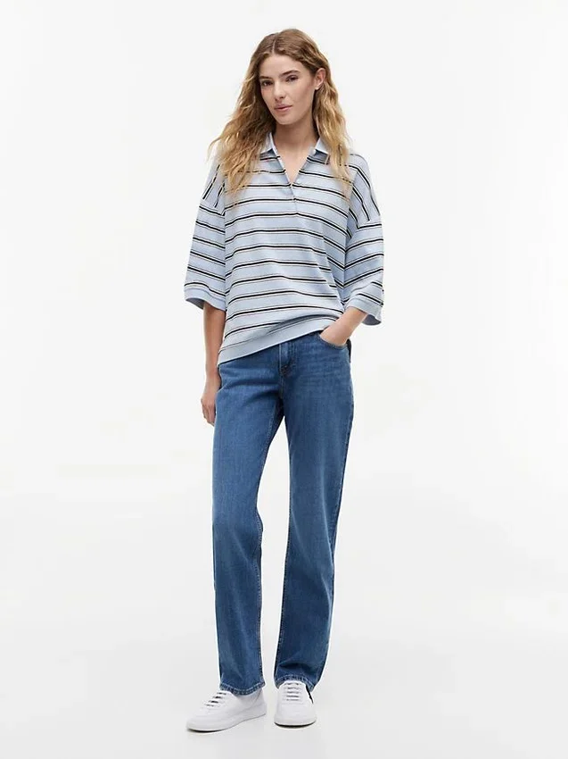 Polo cu dungi, croială oversized Polo cu dungi, croială oversized