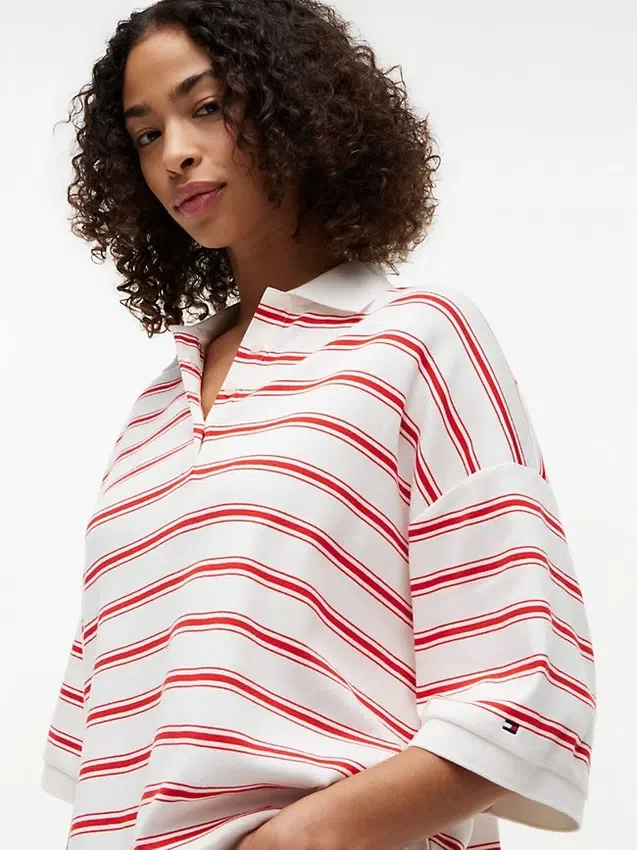 Polo cu dungi, croială oversized Polo cu dungi, croială oversized