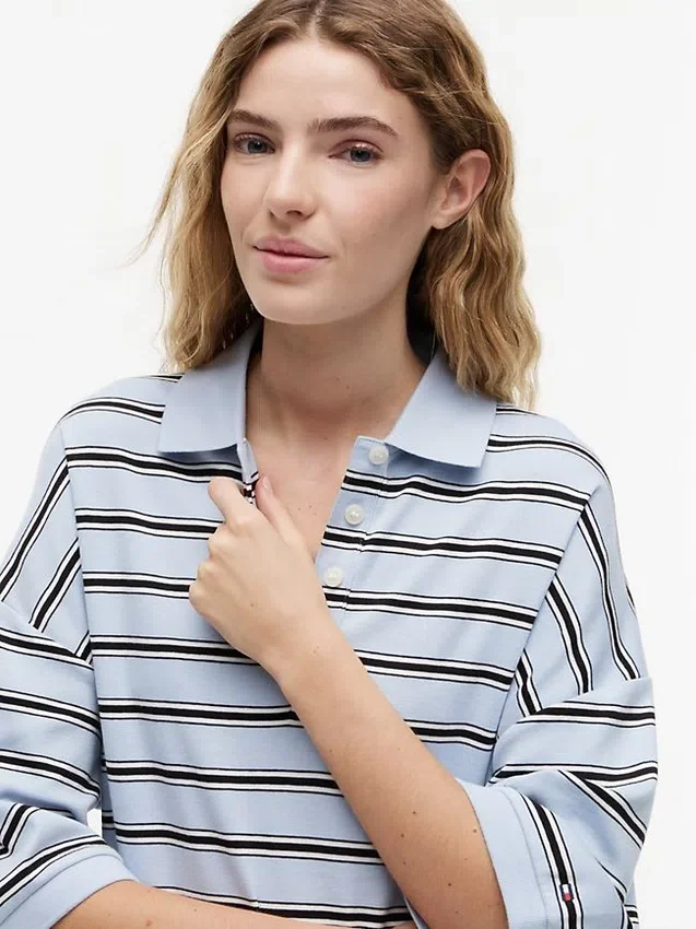 Polo cu dungi, croială oversized Polo cu dungi, croială oversized