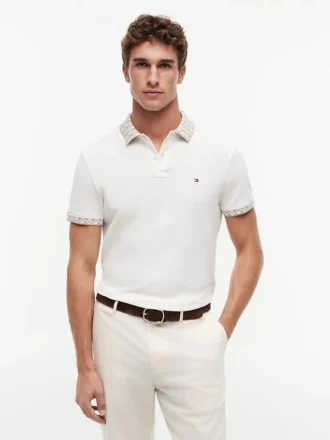 Polo cu guler jacquard, croială regular