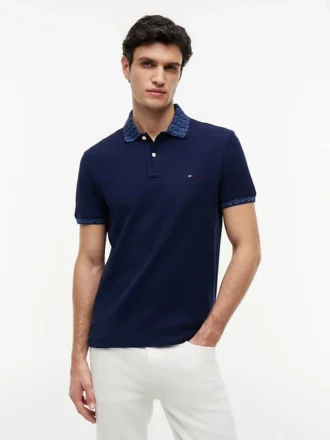 Polo cu guler jacquard, croială regular
