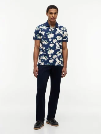 Polo cu imprimeu floral, croială regular