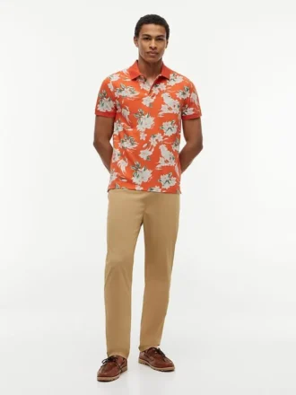 Polo cu imprimeu floral, croială regular
