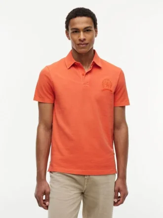 Polo cu logo Crest, croială regular, vopsit în bucată