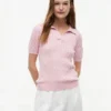Polo cu mâneci scurte, tricotat cu model în relief Polo cu mâneci scurte, tricotat cu model în relief