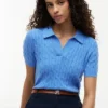 Polo cu mâneci scurte, tricotat cu model în relief Polo cu mâneci scurte, tricotat cu model în relief