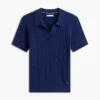 Polo cu mâneci scurte, tricotat cu model în relief Polo cu mâneci scurte, tricotat cu model în relief