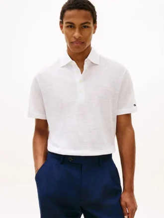 Polo din amestec de bumbac și in New York Label