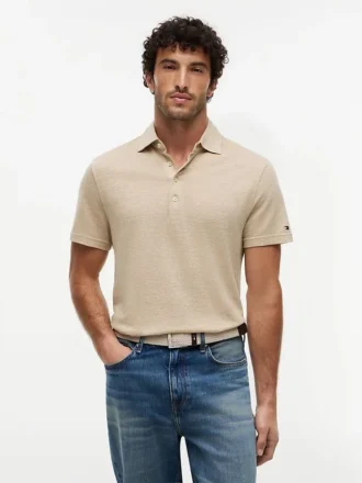 Polo din amestec de bumbac și in New York Label