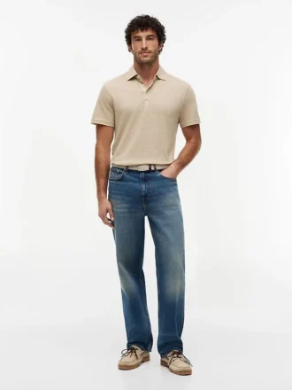 Polo din amestec de bumbac și in New York Label