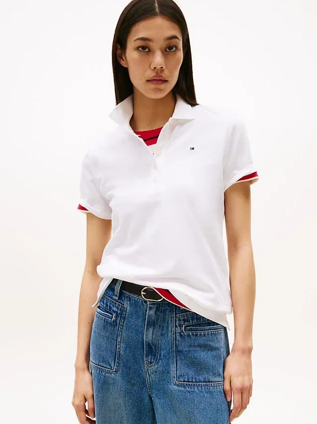 Polo din bumbac elastic cu croială clasică Polo din bumbac elastic cu croială clasică