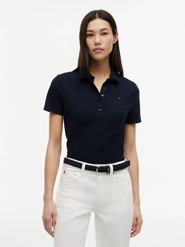Polo din bumbac elastic cu croială clasică Polo din bumbac elastic cu croială clasică
