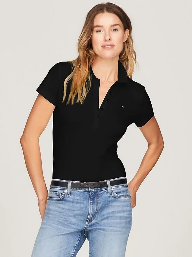 Polo din bumbac elastic cu croială slim Polo din bumbac elastic cu croială slim