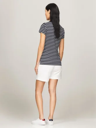 Polo din bumbac elastic cu dungi, croială slim