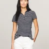 Polo din bumbac elastic cu dungi, croială slim Polo din bumbac elastic cu dungi, croială slim