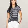 Polo din bumbac elastic cu dungi, croială slim Polo din bumbac elastic cu dungi, croială slim
